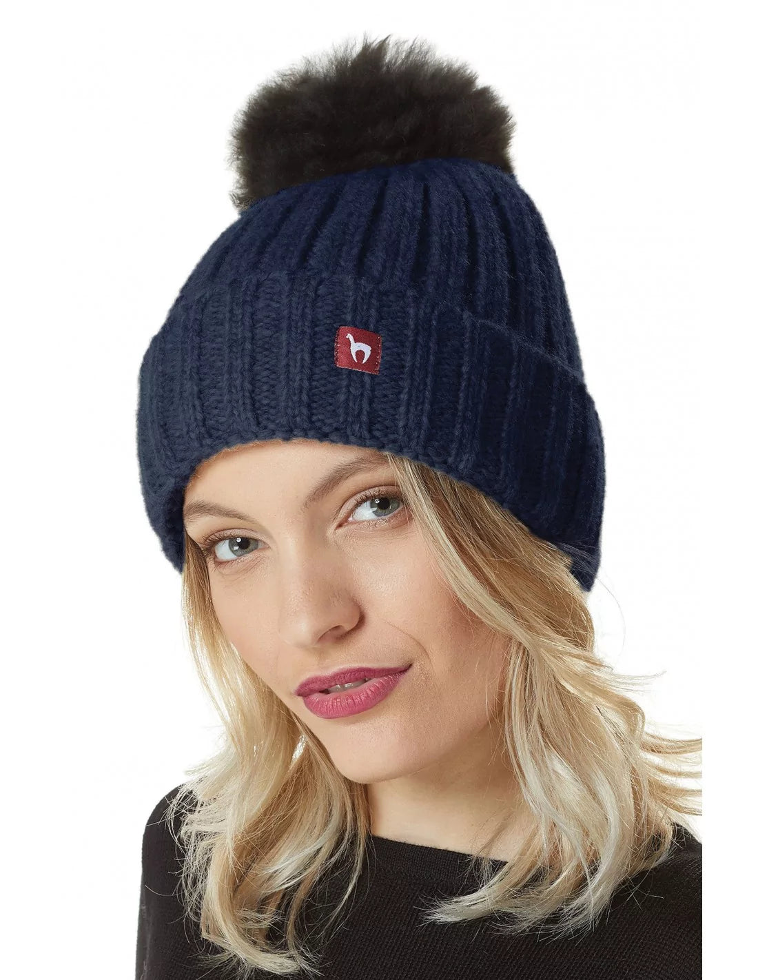 Alpaka Mütze BIANCA mit Bommel aus Baby Alpaka und Woll-Mix - Alpakawolletraum.com