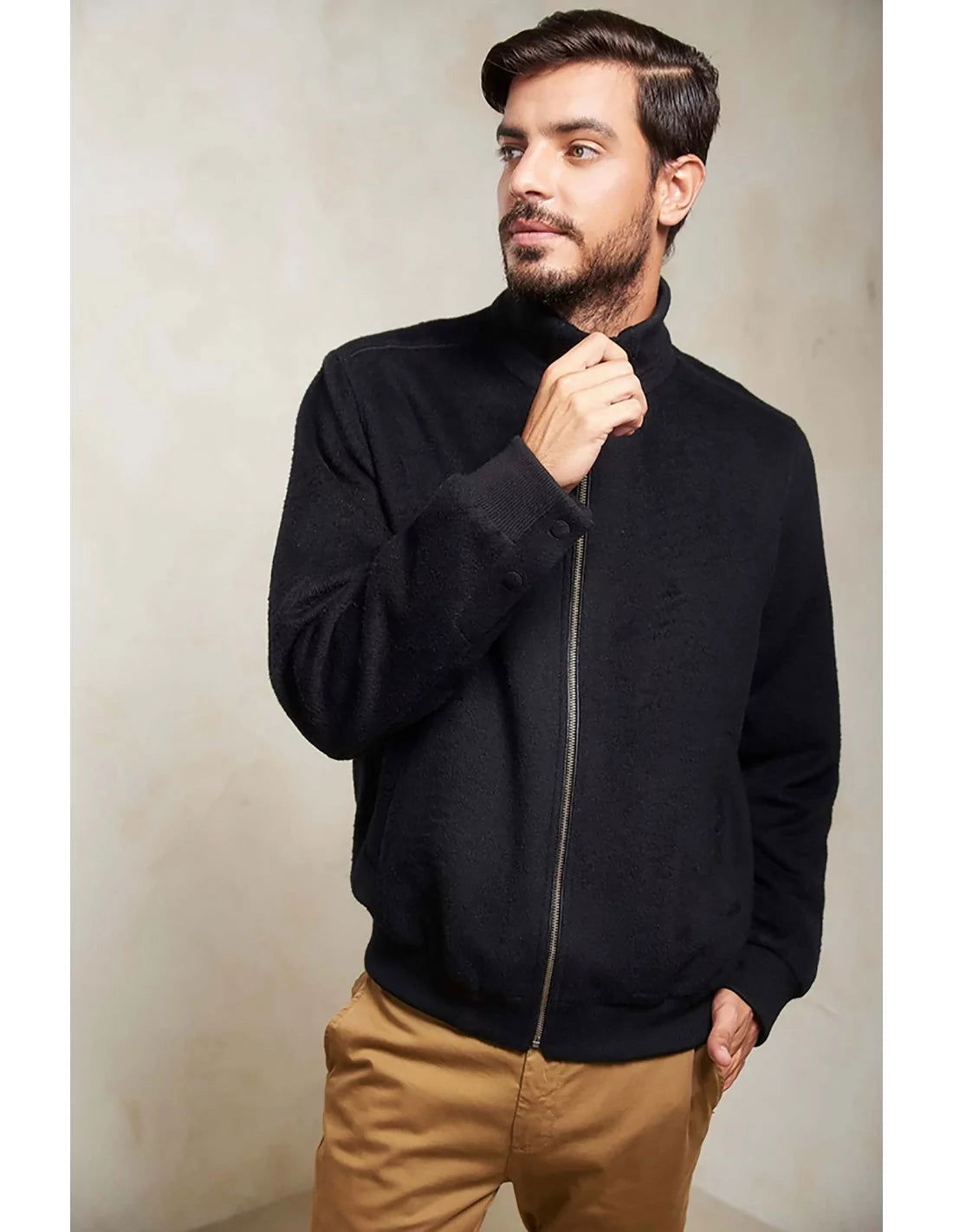 Bomber Jacke Blouson NADRIAN Alpaka Wolle Herren KUNA Essentials - Alpakawolletraum.com