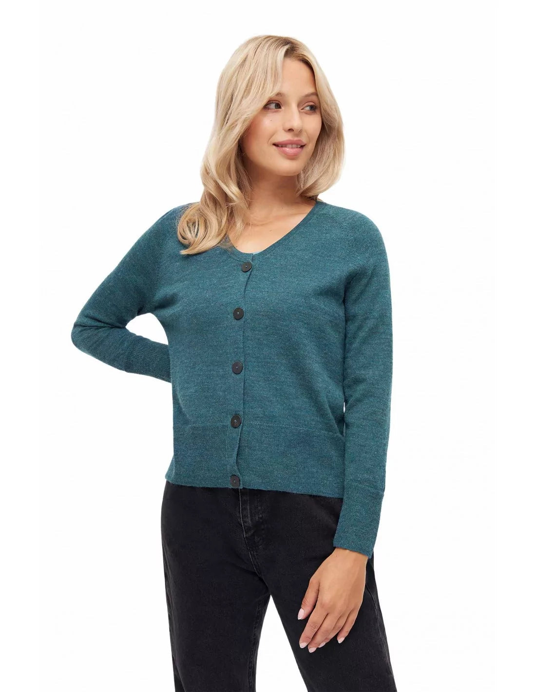 Damen Alpaka Strickjacke ALINA aus Baby-Alpaka-Baumwoll-Mix