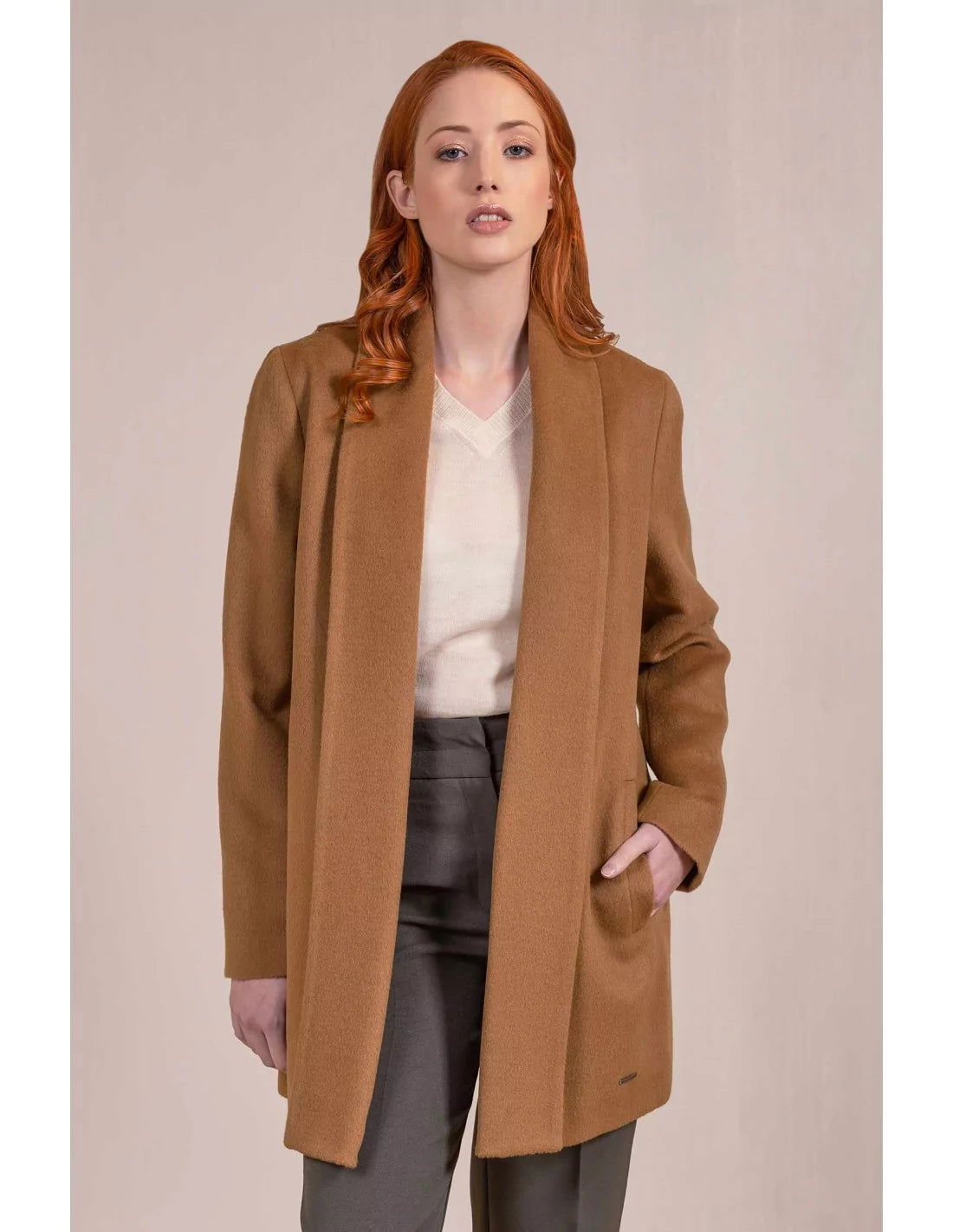 Kurz-Mantel SHORT SWING Alpaka Schal-Kragen Coat KUNA Essentials - Alpakawolletraum.com