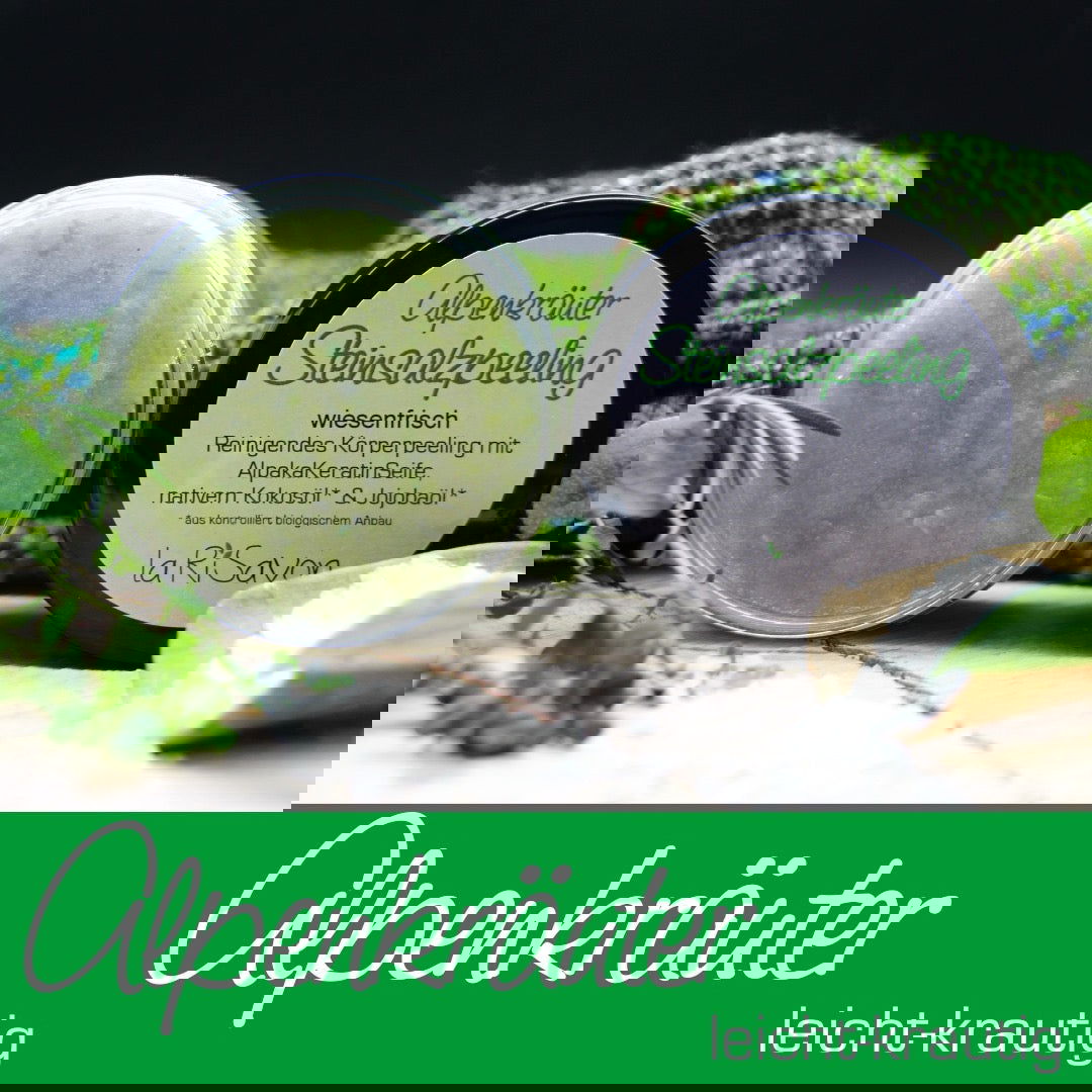 Larisavon Alpenkräuter Steinsalzpeeling - Alpakawolletraum.com