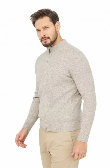 Strickjacke ALAYO mit Zipper aus Baby-Alpaka-Baumwoll-Mix - Alpakawolletraum.com