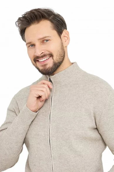 Strickjacke ALAYO mit Zipper aus Baby-Alpaka-Baumwoll-Mix - Alpakawolletraum.com