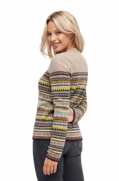 Cardigan aus Baby-Alpaka mit Jaquard-Muster | DILAYA Kollektion