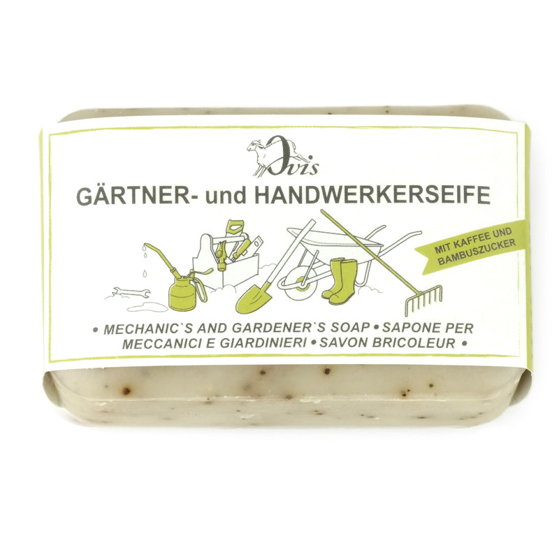 Gärtner- und Handwerkerseife mit Kaffee und Bambuszucker, 100g Naturseife für stark verschmutzte Hände