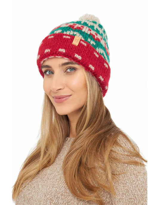 Alpaka Bommel-Mütze NAVIDAD aus Alpaka-Merino-Mix - Alpakawolletraum.com