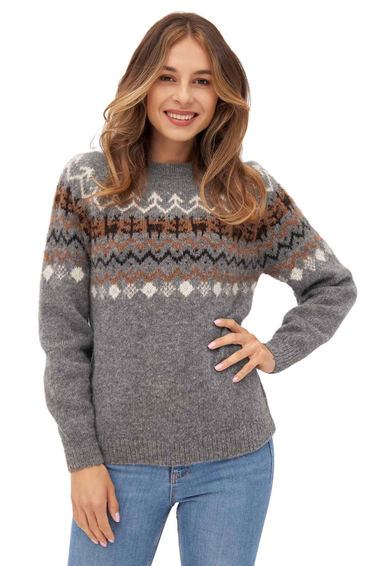 Alpaka Damen Pullover NATURA aus ungefärbtem Alpaka - Alpakawolletraum.com