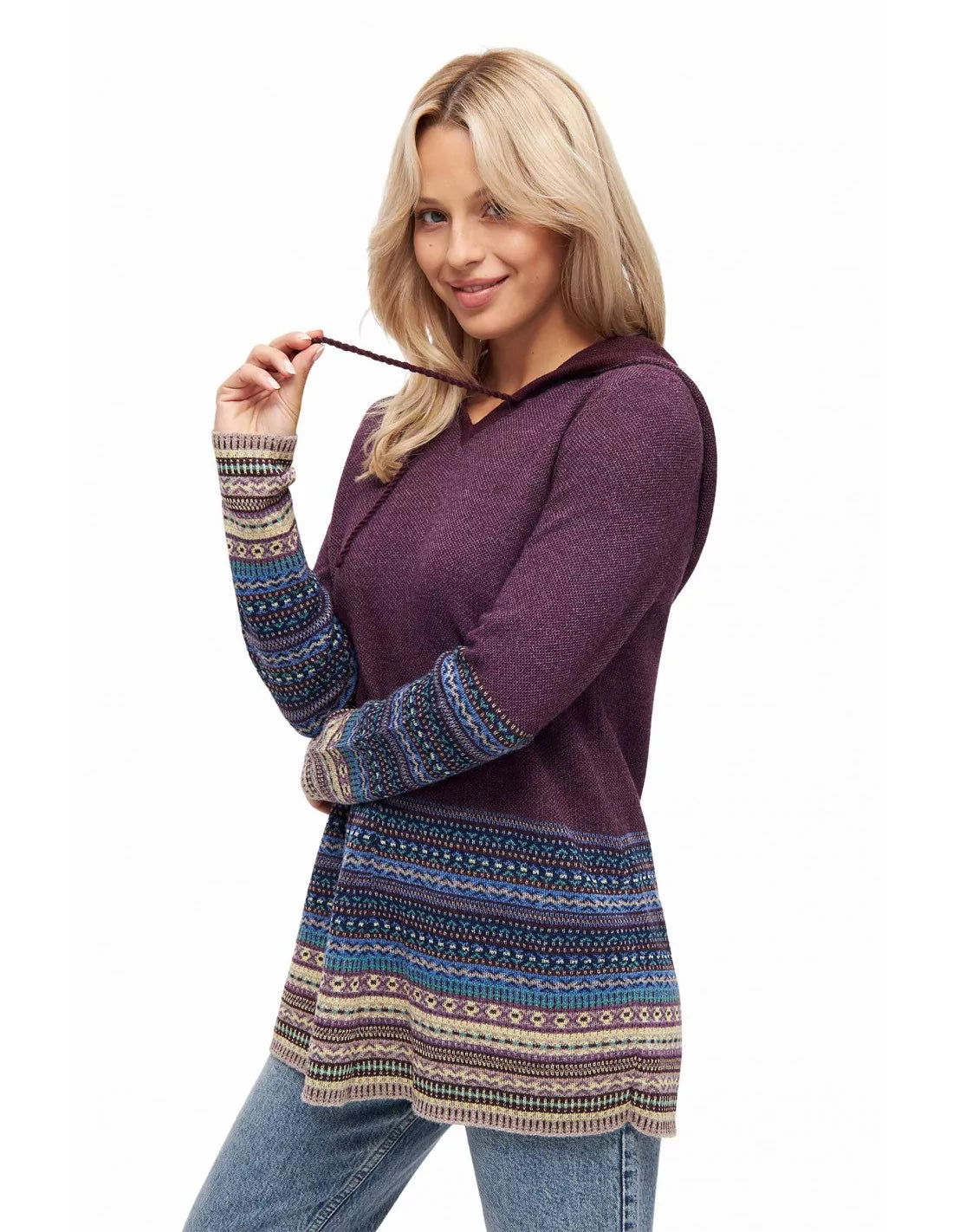Alpaka Kapuzen Pullover DILAYA aus 100% Baby Alpaka - Alpakawolletraum.com