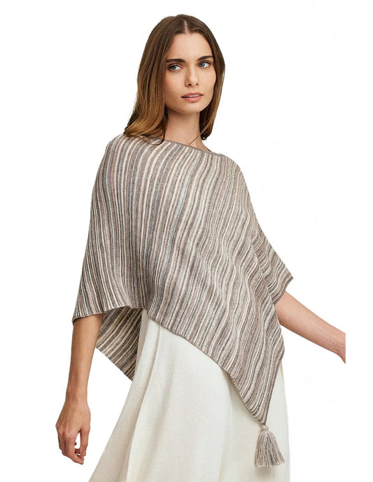 Alpaka Poncho WALNUT aus Baby Alpaka Eco & Bio-Baumwolle - Alpakawolletraum.com