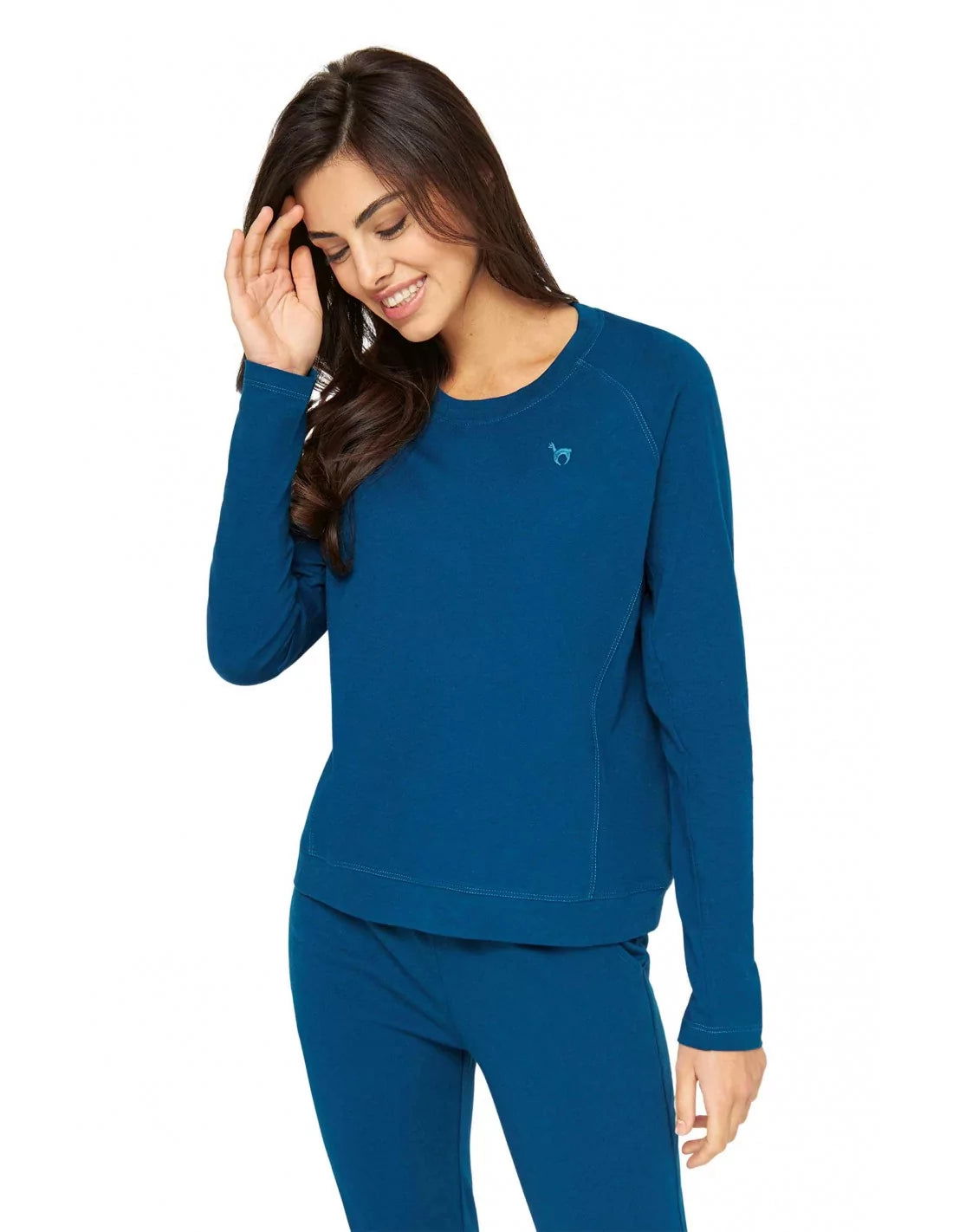 Alpaka Pyjama Damen Sweatshirt DREAMLINE aus Alpaka-Baumwoll-Mix - Alpakawolletraum.com