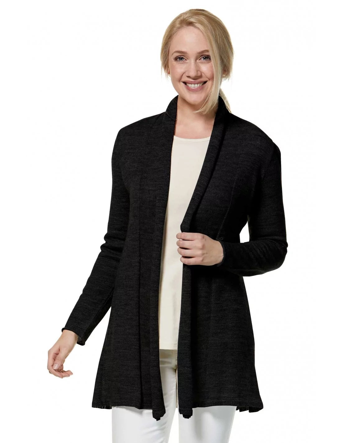 Alpaka Strickjacke PENELOPE LONG aus 100% Baby Alpaka - Alpakawolletraum.com