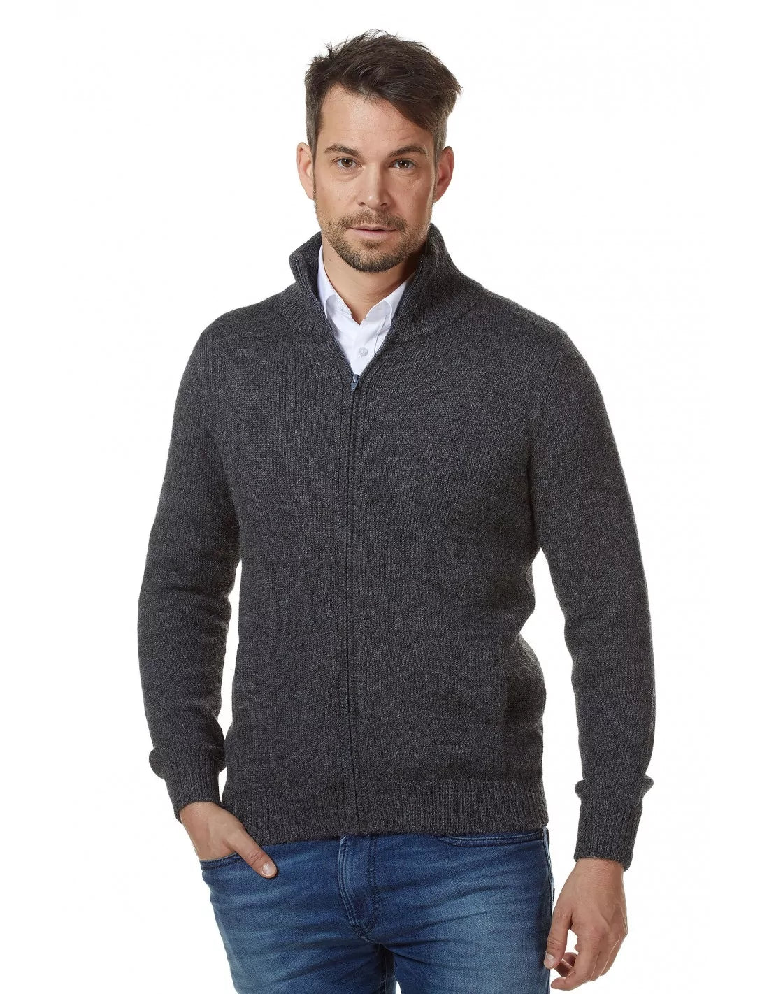 Alpaka Strickjacke RONALDO aus 100% Baby Alpaka - Alpakawolletraum.com