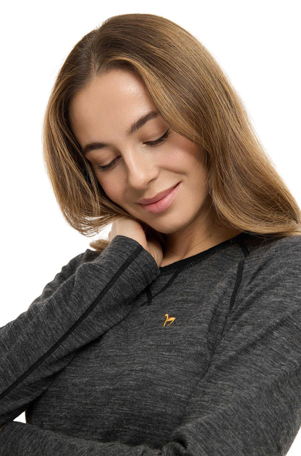 Alpaka Thermoshirt in Türkis und Navy mit sportlichem Raglanschnitt