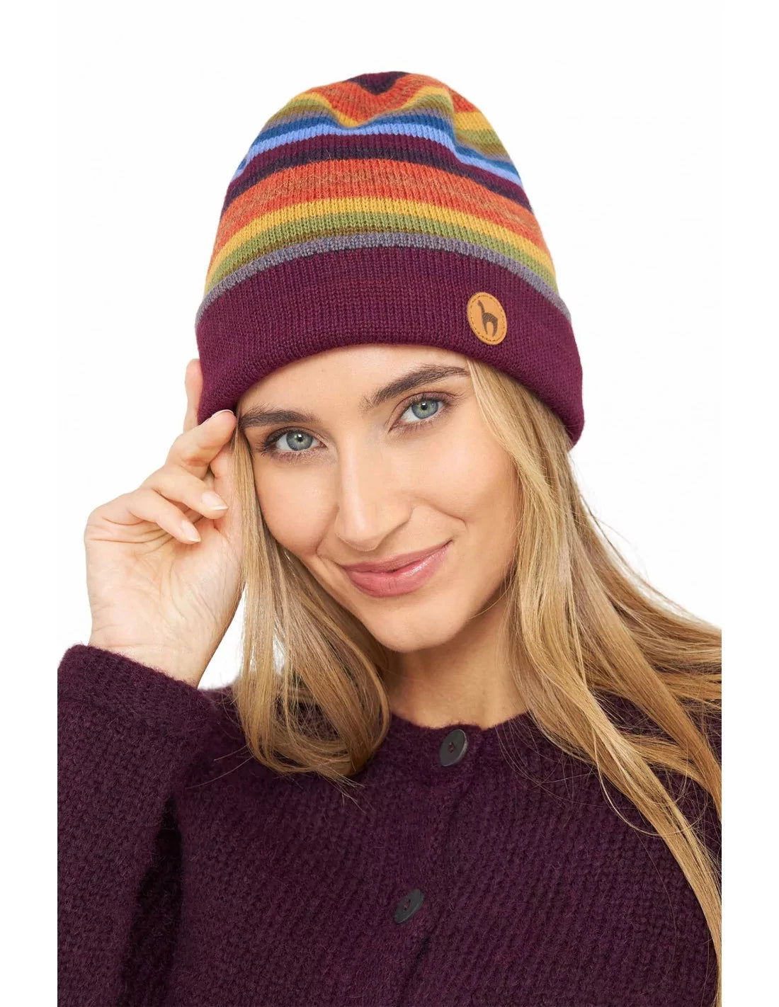 Alpaka Wendemütze ARCO IRIS aus 100% Baby Alpaka - Alpakawolletraum.com