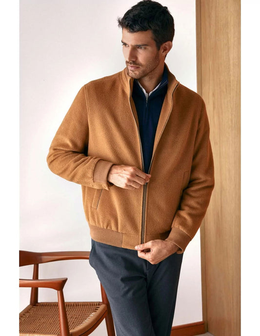 Bomber Jacke Blouson NADRIAN Alpaka Wolle Herren KUNA Essentials - Alpakawolletraum.com
