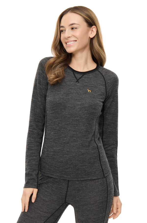 Damen Langarmshirt aus 60 Prozent Baby Alpaka und Bio-Pima Baumwolle