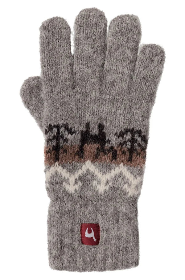 Wendbare Kinder Fingerhandschuhe NATURA mit rustikalem Jacquardmuster
