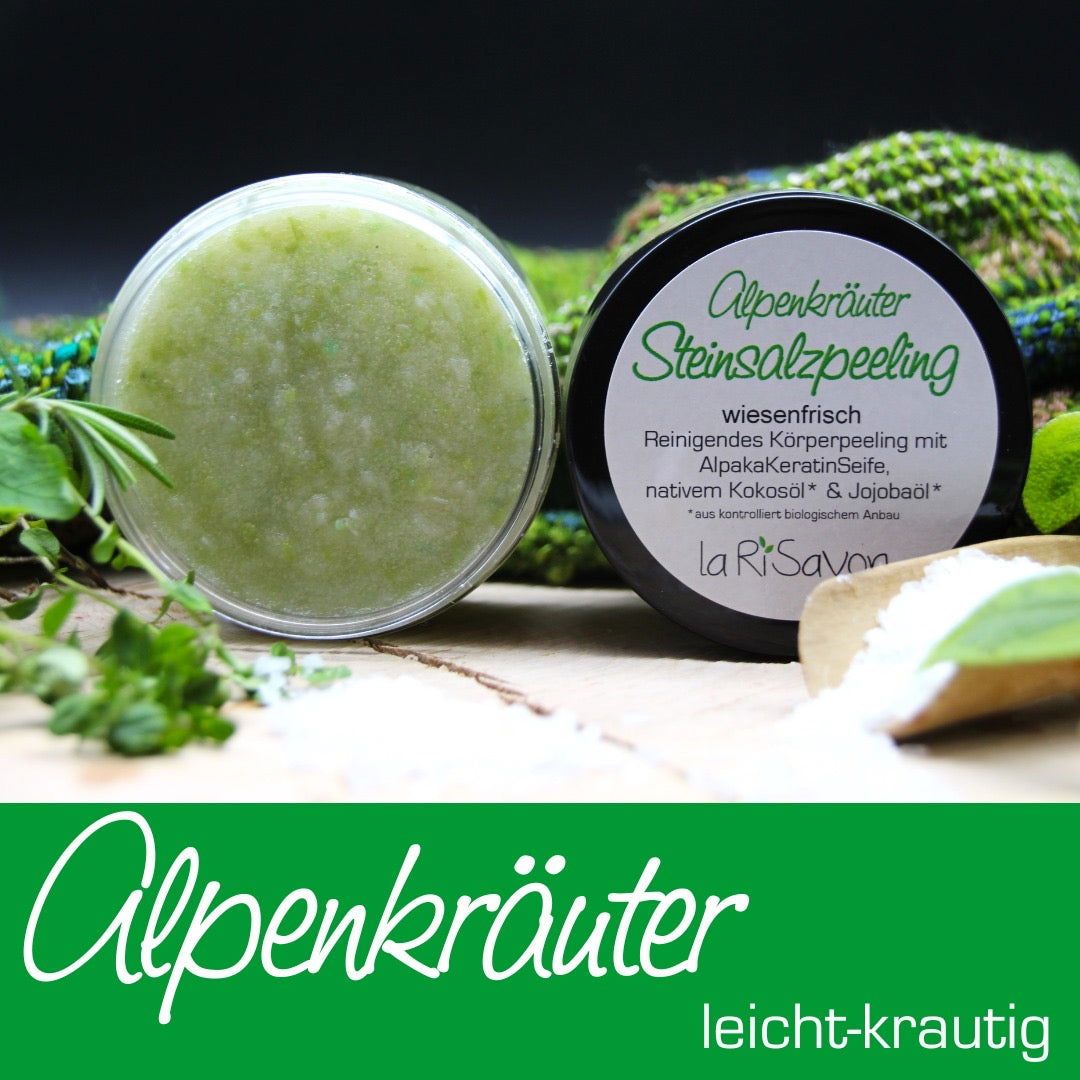 Larisavon Alpenkräuter Steinsalzpeeling - Alpakawolletraum.com