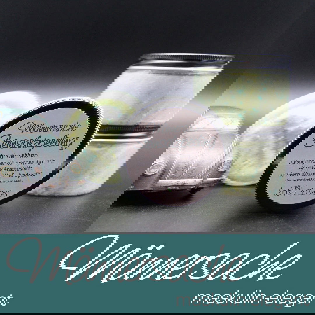 Larisavon Steinsalzpeeling Männersache | Körperpeeling mit Alpaka Keratin Seife - Alpakawolletraum.com