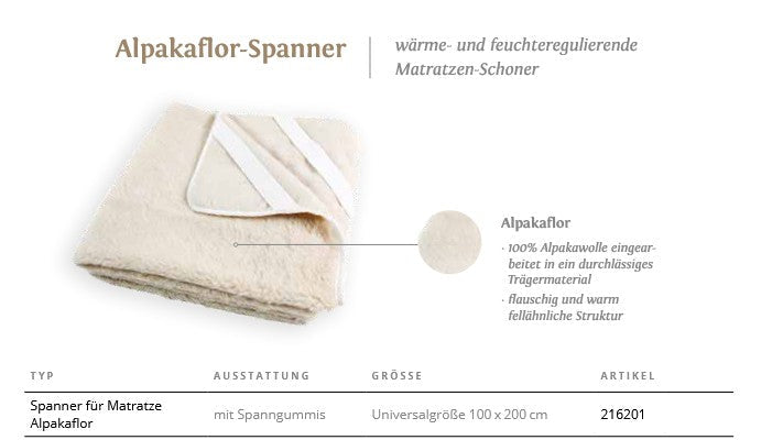 Matratzenspanner - Spanner für Matratze Alpakaflor - Alpakawolletraum.com