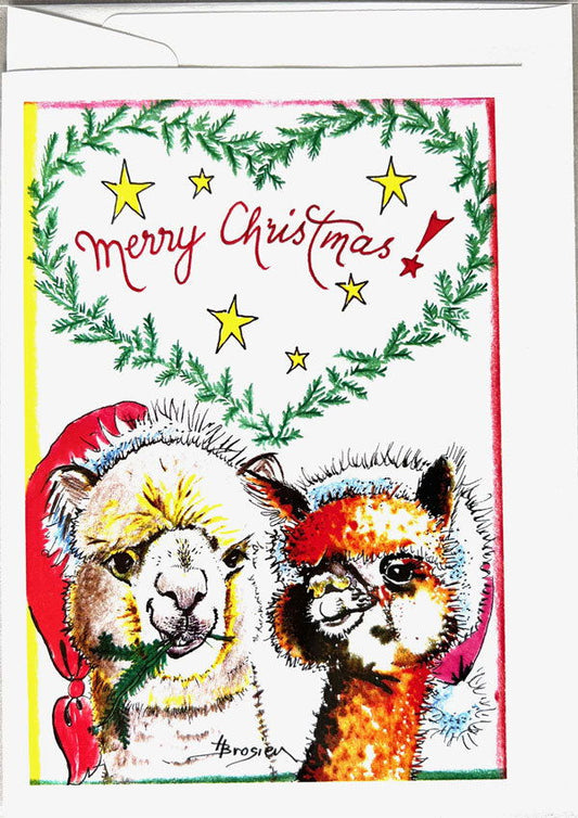 Merry Christmas! - Alpaka Weihnachtskarte von Heidemarie Brosien - Alpakawolletraum.com
