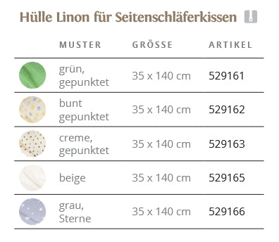 Seitenschläferkissen Romana 35x140 cm – Alpaka-Steppkissen mit 300g Alpakawolle, wählbare Naturfüllung & Reißverschluss