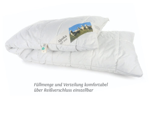 Seitenschläferkissen Romana 35x140 cm mit Alpakawoll-Steppung und anpassbarer Naturfüllung