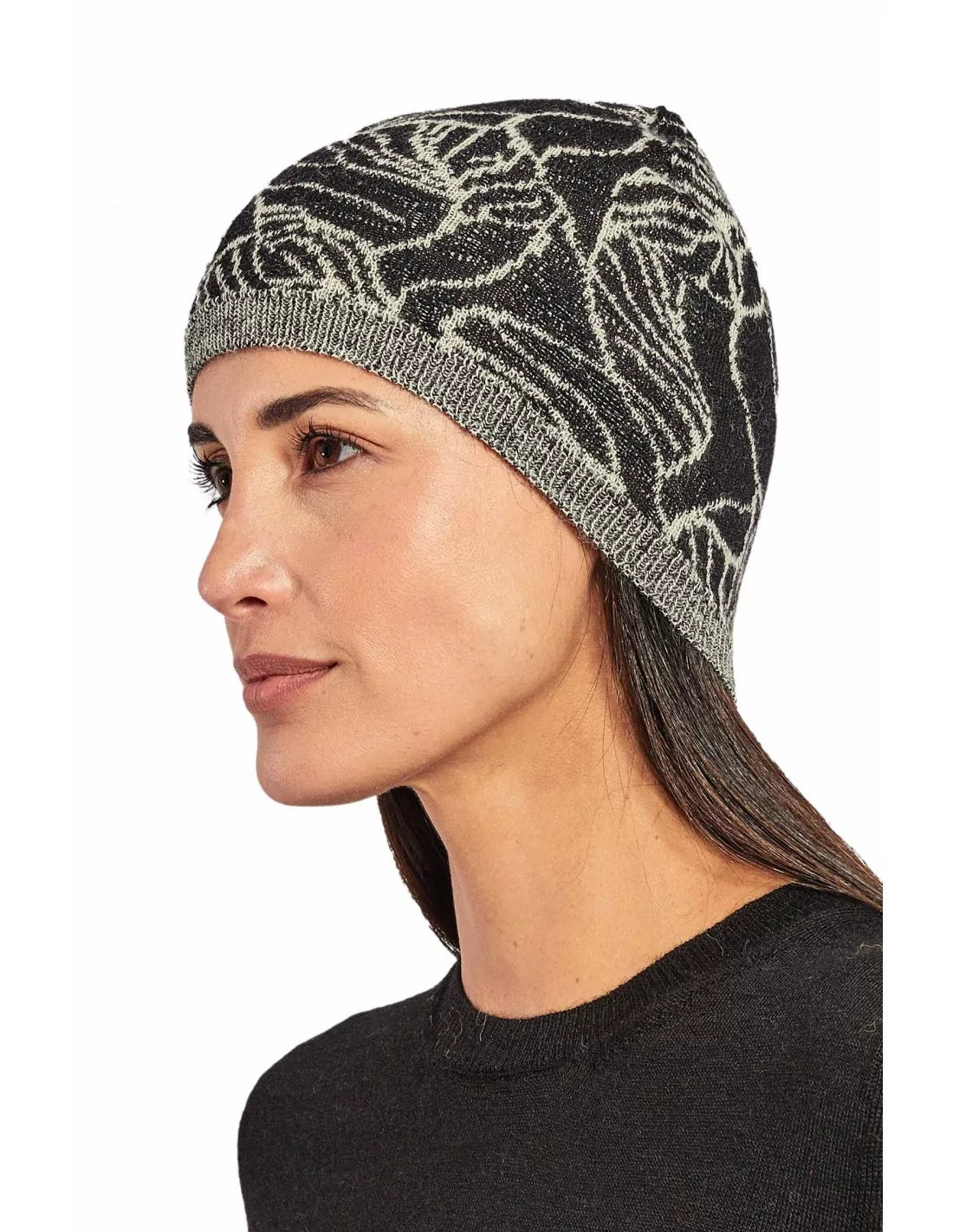 Wendbare Alpaka Mütze WEISS aus 100% Baby Alpaka - Alpakawolletraum.com