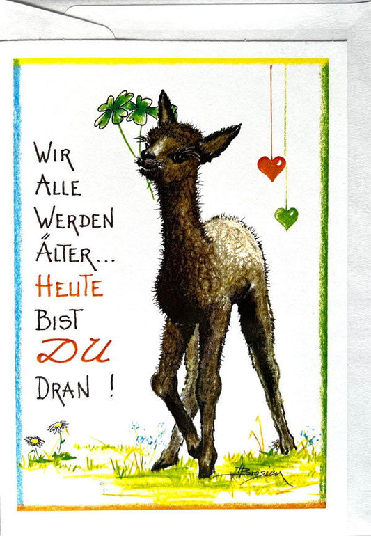 Wir alle werden Älter - Alpaka Geburtstagskarten von Heidemarie Brosien - Alpakawolletraum.com