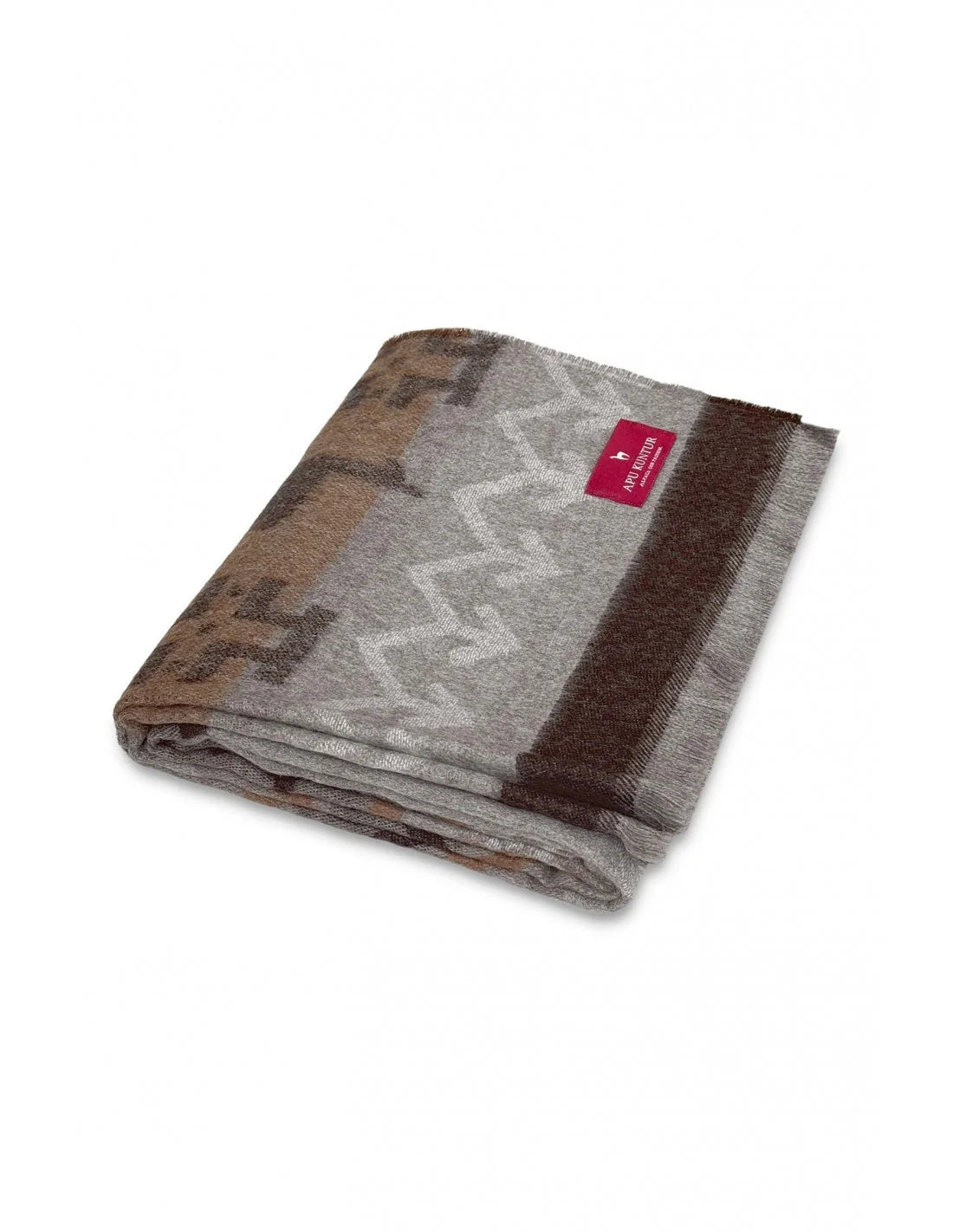 Alpaka Decke CAMINO aus 100 % Baby Alpaka mit Jacquard-Muster und Fransen