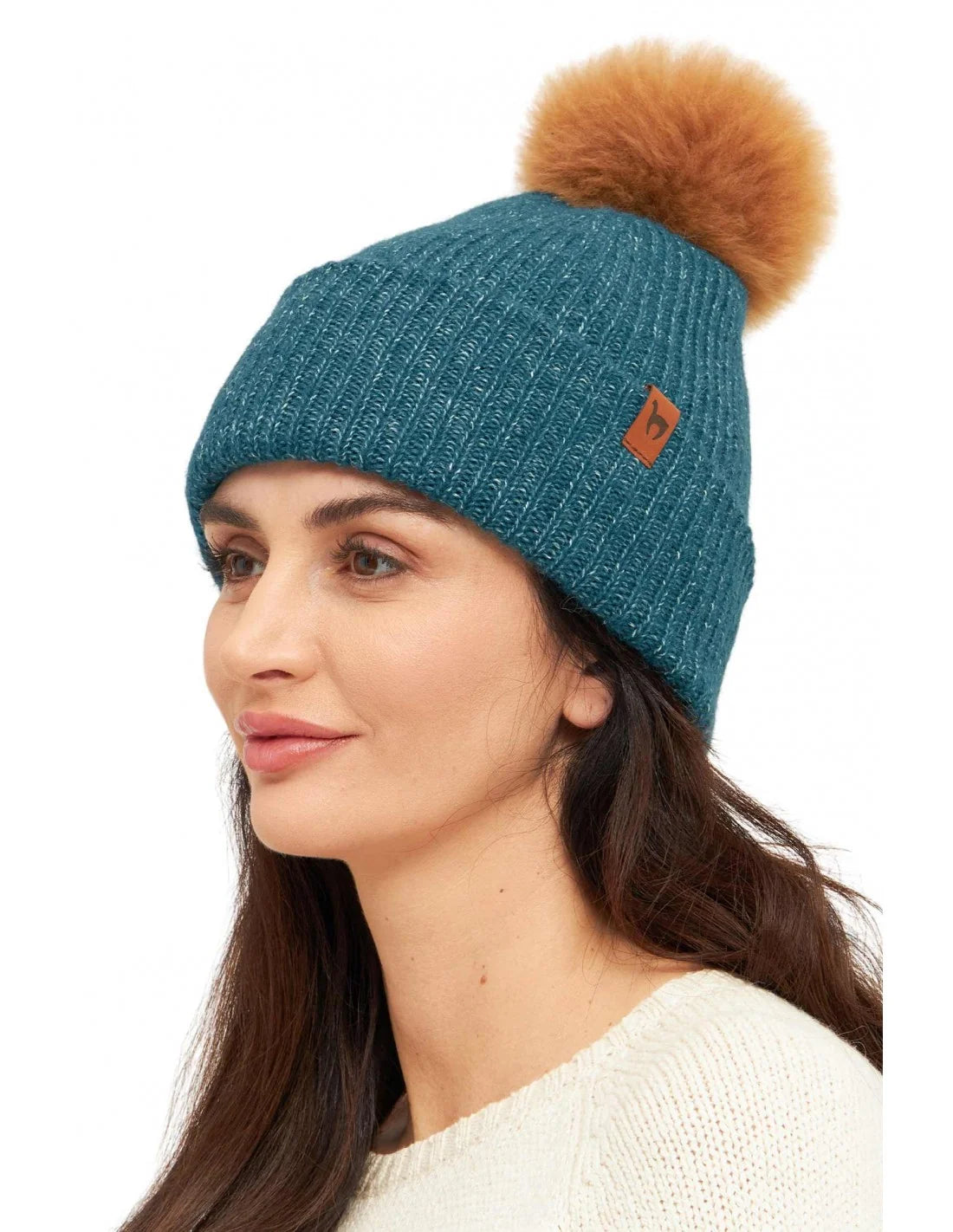 Alpaka Mütze PACA mit Bommel – warme Rippstrick-Mütze aus Baby Alpaka-Merino-Mix, Fair Trade