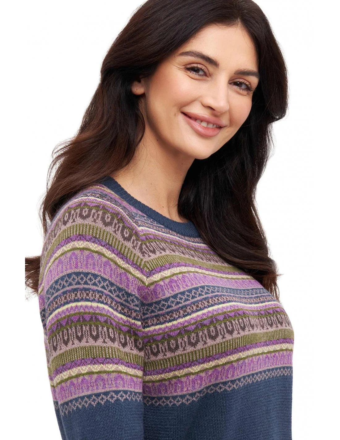 Klassischer Schnitt und Farbdetails des Baby Alpaka Pullovers COLORES ANDEN