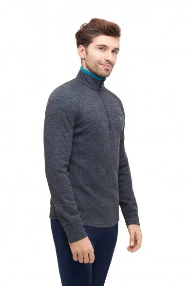 ANDEN ACTIVE Herren Pullover aus Baby Alpaka & Bio-Pima Baumwolle – Outdoor Troyer mit Half-Zip, Anthrazit