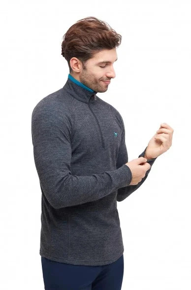 ANDEN ACTIVE Herren Pullover aus Baby Alpaka & Bio-Pima Baumwolle – Outdoor Troyer mit Half-Zip, Anthrazit