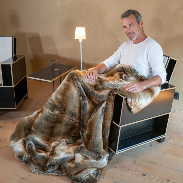 Zobel Webpelzdecke braun-gold meliert – flauschiges Fell-Imitat, weich und voluminös